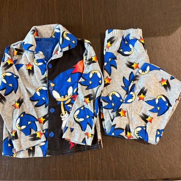 Sonic the Hedgehog Kids Fleece Pajamas Size 6 XS Boys - Picture 1 of 8